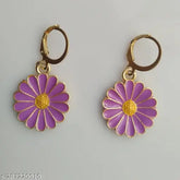 Dark Pink Daisy Flower Earrings